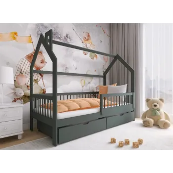 OSKAR 90x180 graphite children's house bed Lano Furniture