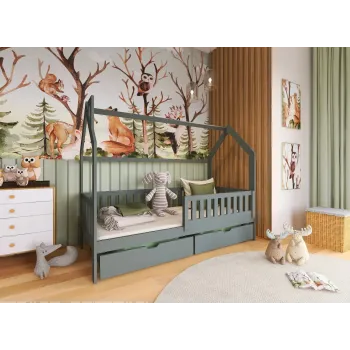 NATAN 90x180 graphite children's house bed Lano Furniture