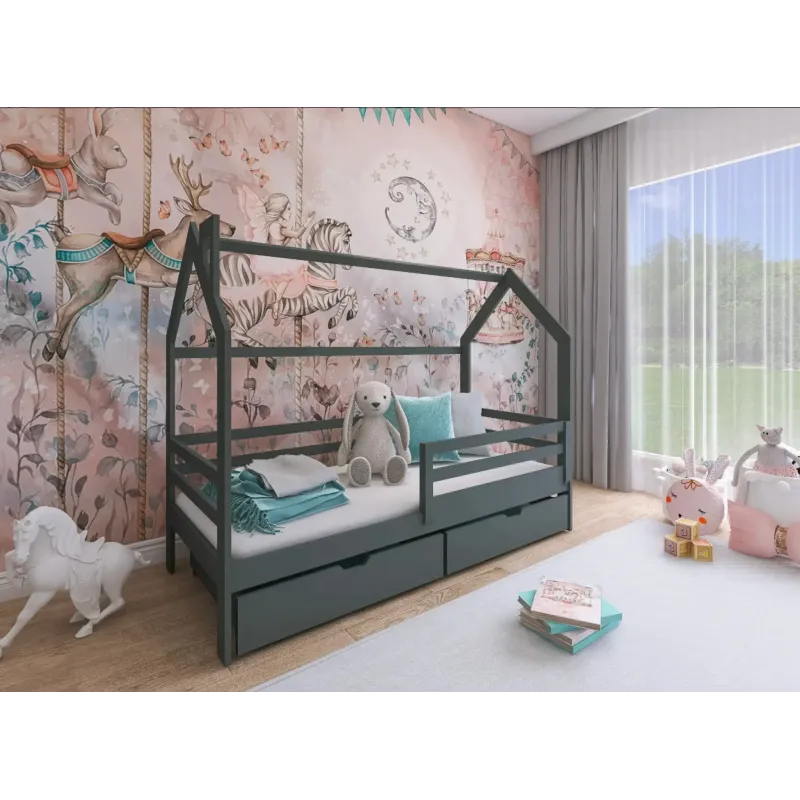 Κρεβάτι Σπιτάκι montessori LILA 70x160 graphite