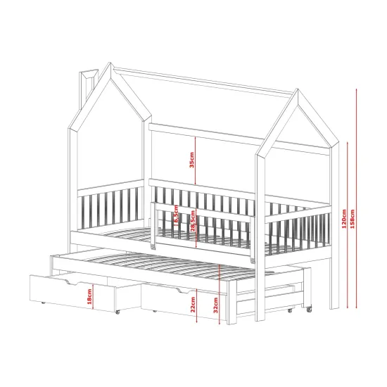 PAPI 80x190 white childrens house bed Lano Furniture PAPI 80x190 white childrens house bed Lano Furniture