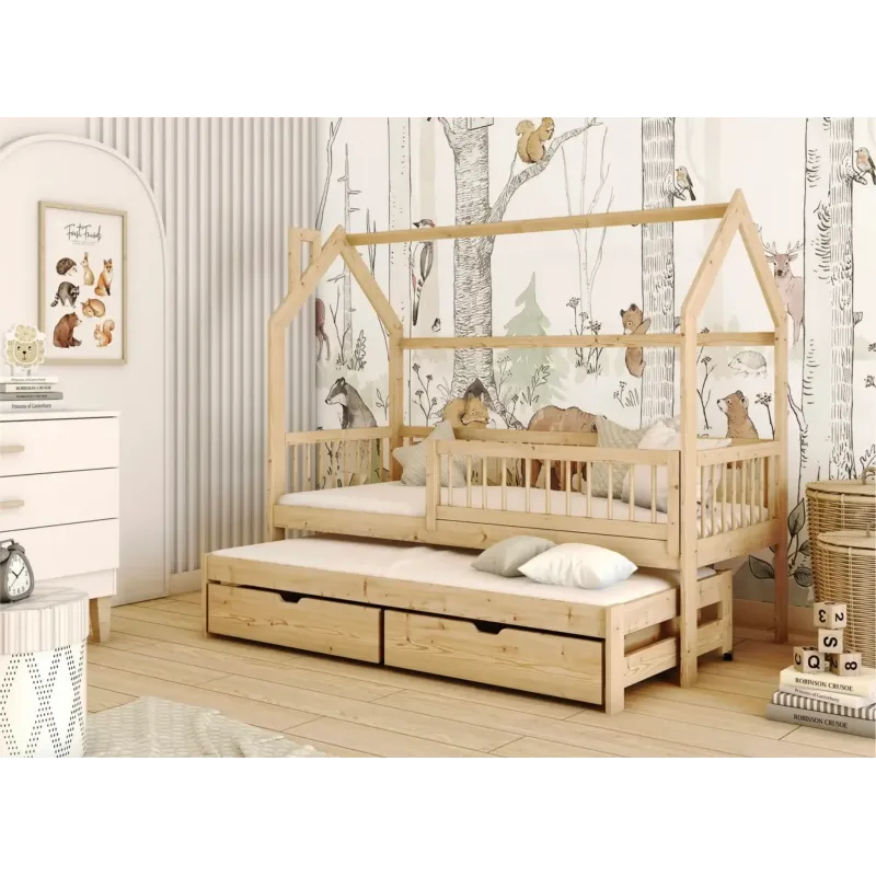 PAPI 80x170 pine childrens house bed Lano Furniture