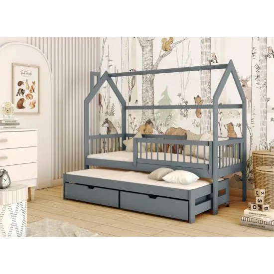 PAPI 80x190 graphite childrens house bed Lano Furniture PAPI 80x190 graphite childrens house bed Lano Furniture