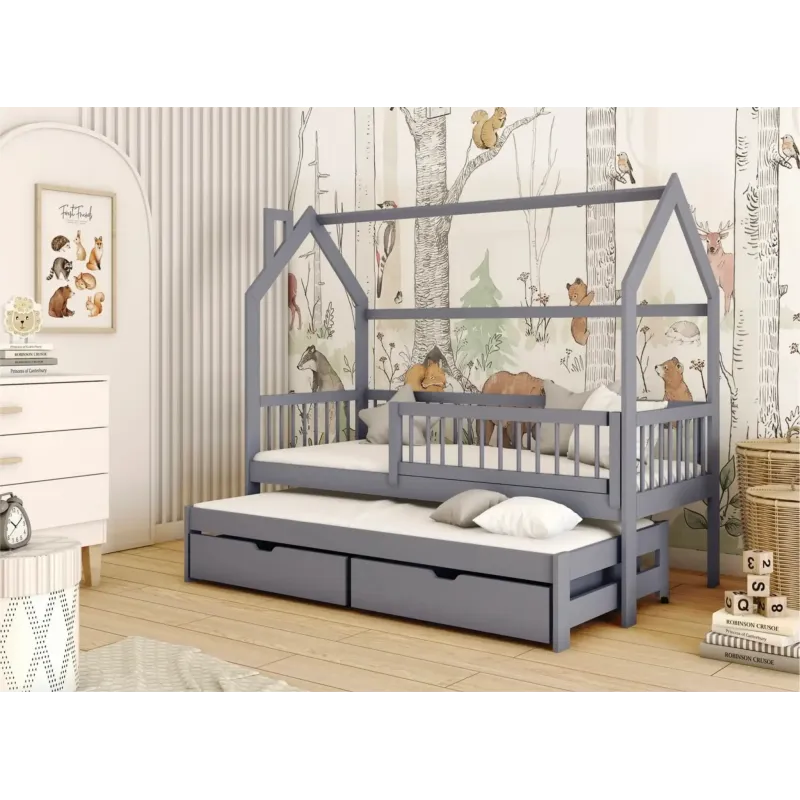 PAPI 90x180 grey childrens house bed Lano Furniture