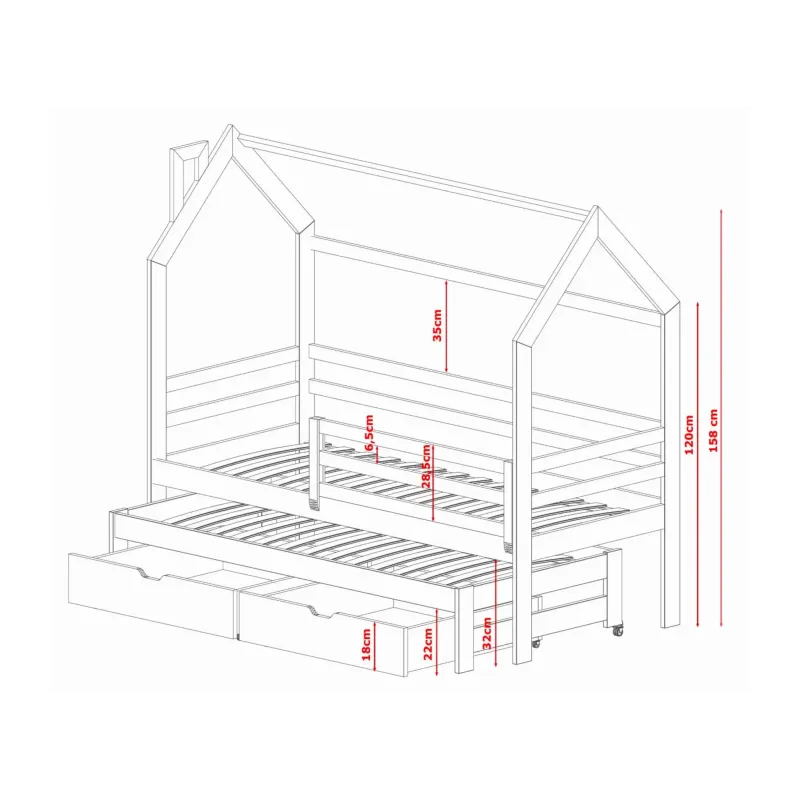 Παιδικό Κρεβάτι Σπιτάκι DISNEY 80x170 - white