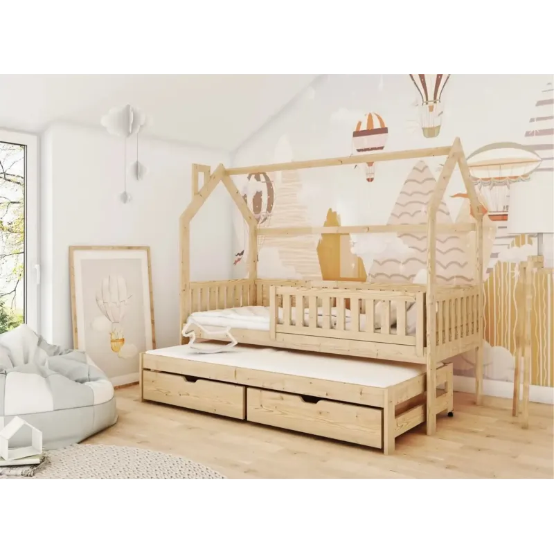 MONKEY 90x180 pine childrens house bed Lano Furniture
