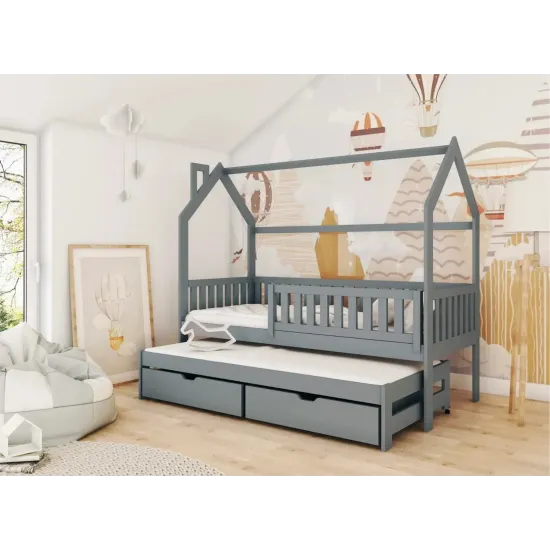 MONKEY 80x190 graphite childrens house bed Lano Furniture