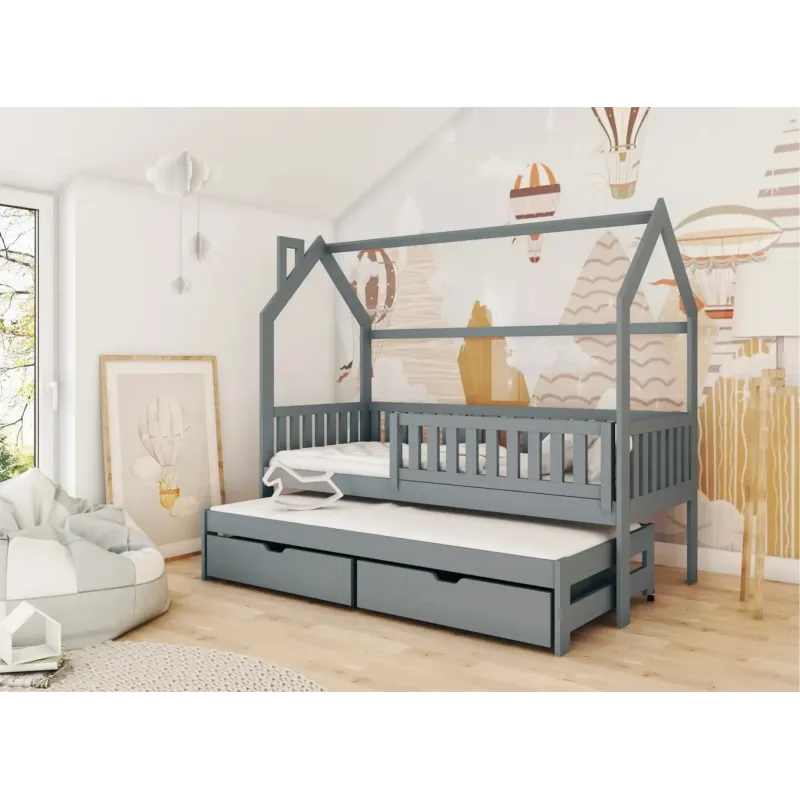 MONKEY 80x190 grey childrens house bed Lano Furniture
