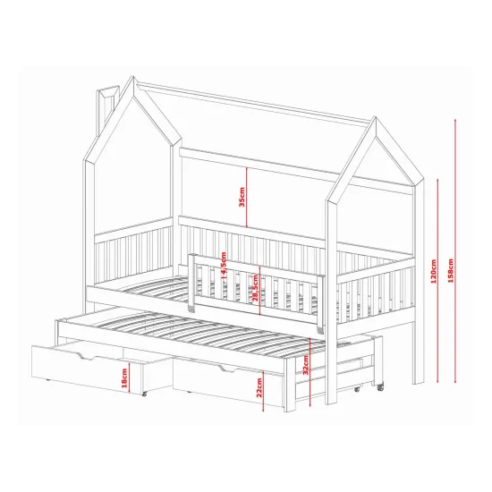 MONKEY 90x180 grey childrens house bed Lano Furniture MONKEY 90x180 grey childrens house bed Lano Furniture