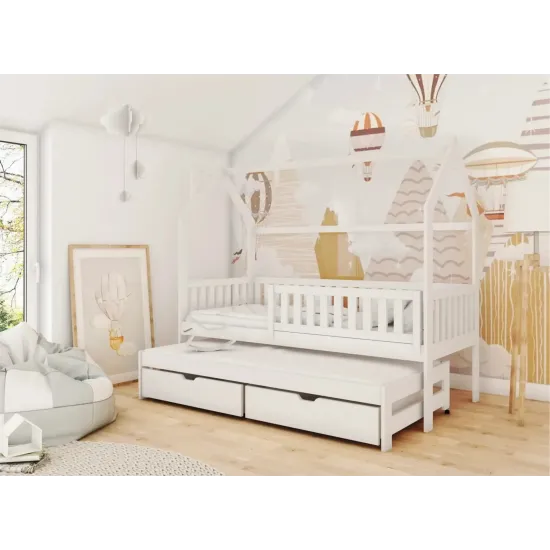 MONKEY 90x180 white childrens house bed Lano Furniture