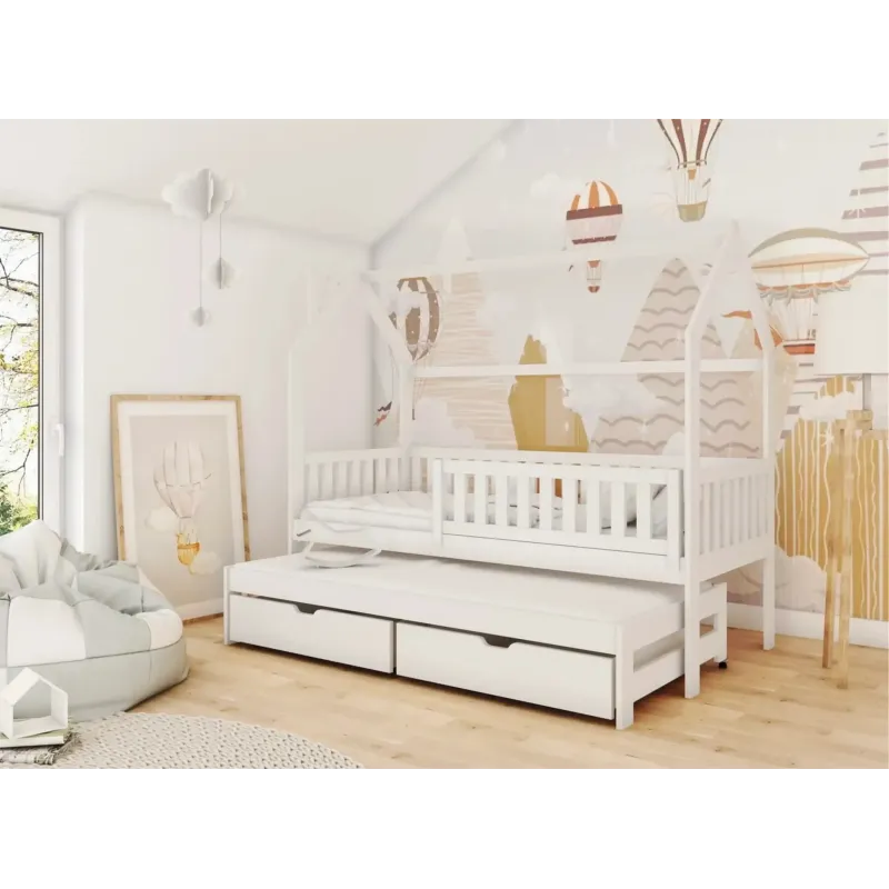 MONKEY 90x180 white childrens house bed Lano Furniture