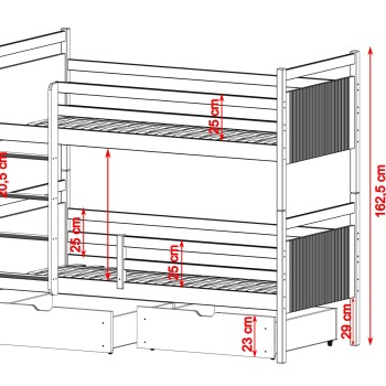 MODERNO 90x190 white youth bunk bed Lano Furniture