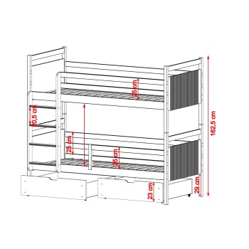 MODERNO 90x190 white youth bunk bed Lano Furniture