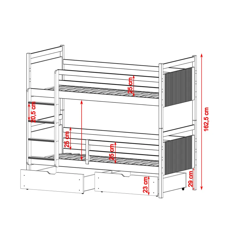 MODERNO 90x190 graphite youth bunk bed Lano Furniture