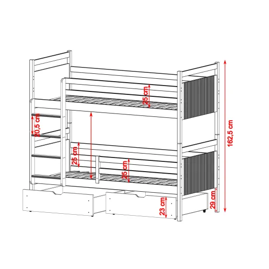 MODERNO 80x180 gray bunk bed Lano Furniture MODERNO 80x180 gray bunk bed Lano Furniture