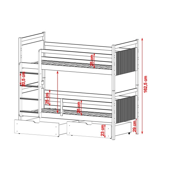 MODERNO 90x200 white youth bunk bed Lano Furniture