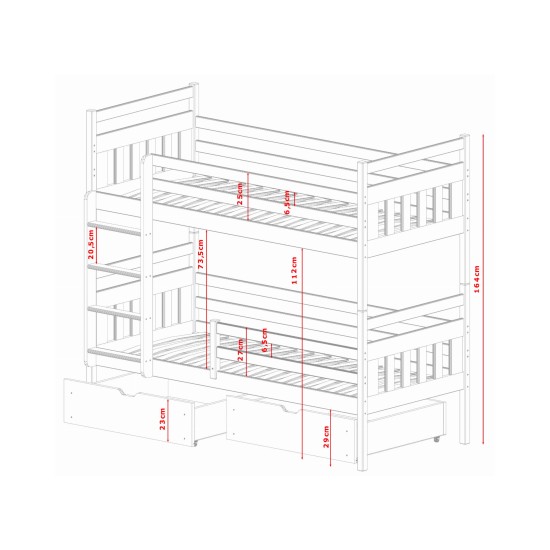 Παιδική Κουκέτα - ADAS 80x160 Pine Παιδική Κουκέτα - ADAS 80x160 Pine