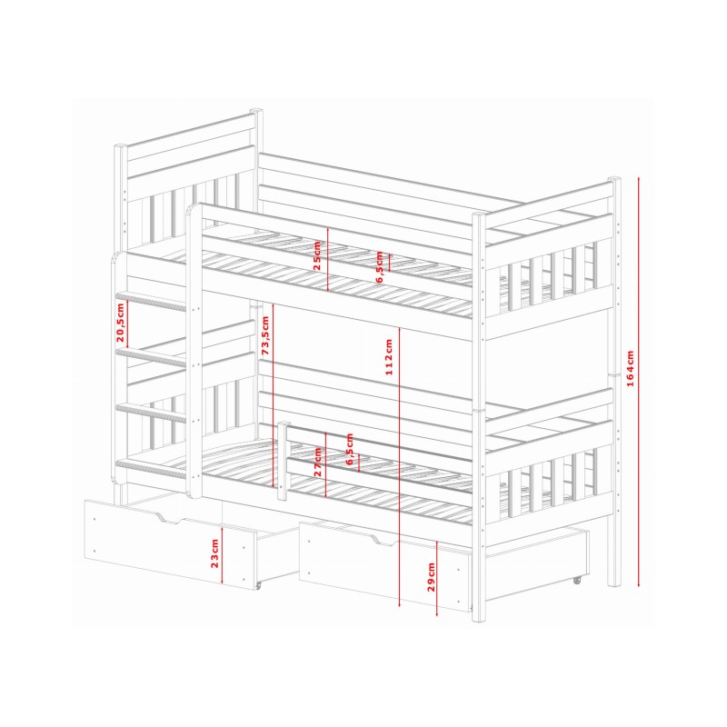 Παιδική Κουκέτα - ADAS 90x200 Pine