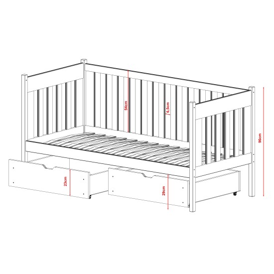 ALICJA 80x160 graphite childrens bed Lano Furniture