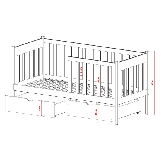 ALICJA 80x180 grey childrens bed Lano Furniture ALICJA 80x180 grey childrens bed Lano Furniture