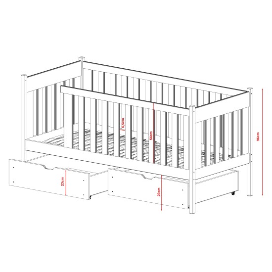 ALICJA 80x180 grey childrens bed Lano Furniture ALICJA 80x180 grey childrens bed Lano Furniture