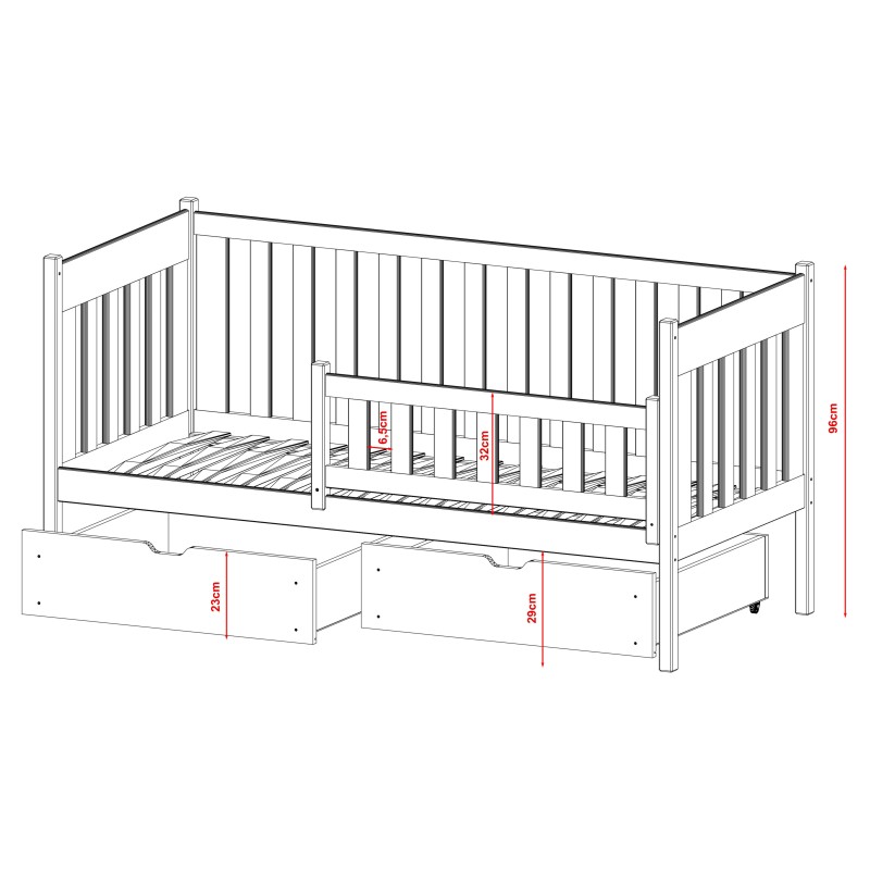 ALICJA 80x200 pine childrens bed Lano Furniture