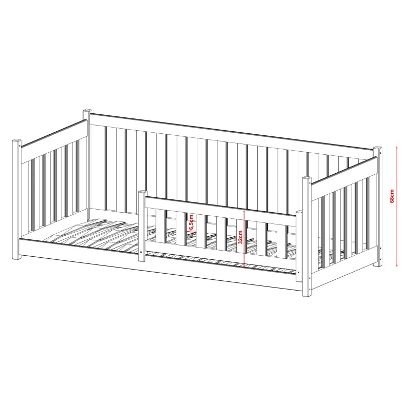CONCEPT 80x180 grey childrens cot bed Lano Furniture