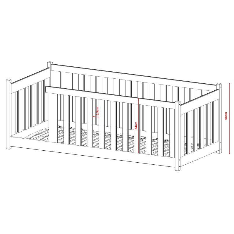 CONCEPT 80x180 grey childrens cot bed Lano Furniture