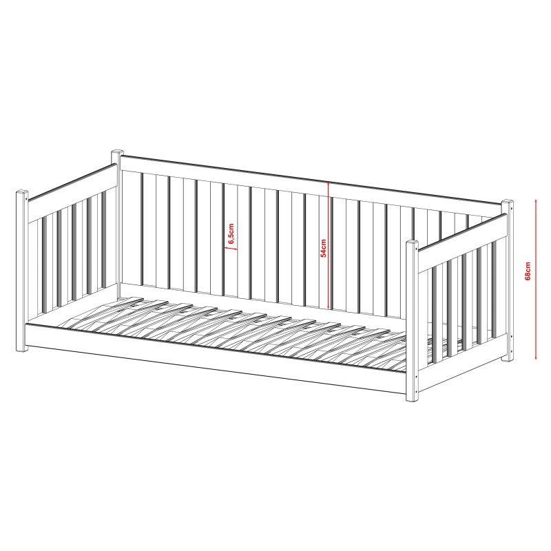 CONCEPT 80x180 grey childrens cot bed Lano Furniture