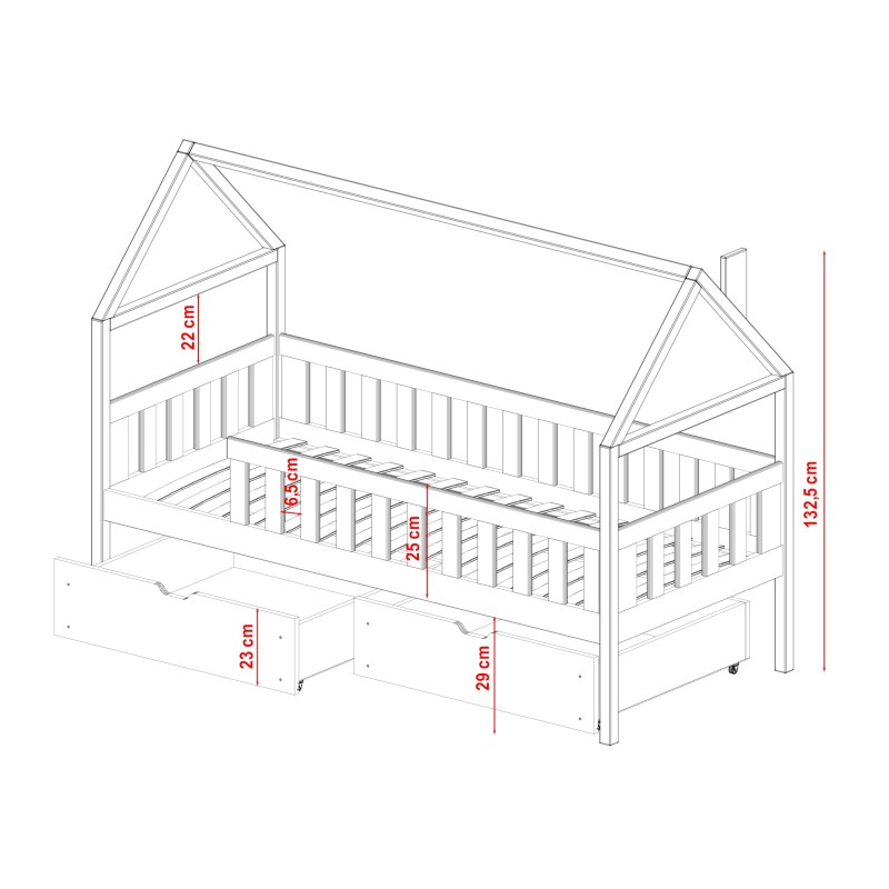 DOMI 80x160 white łóżko dziecięce Lano Meble