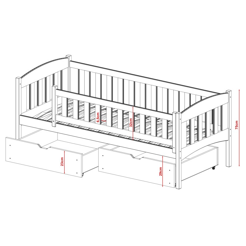 GUCIO 90x200 white childrens bed Lano Furniture
