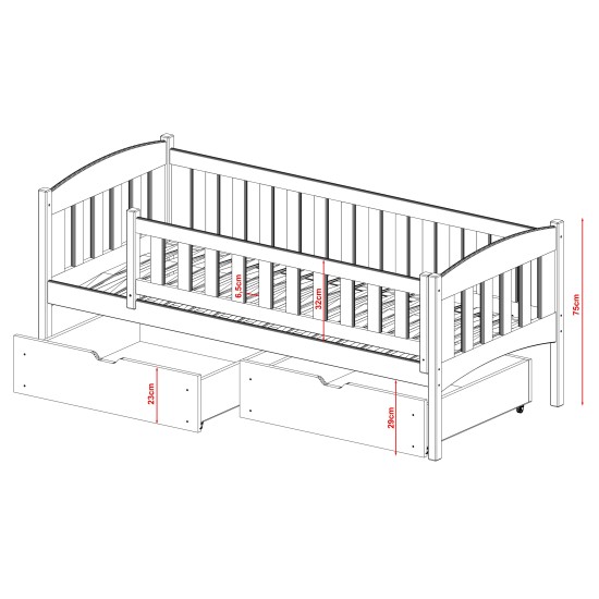 GUCIO 90x200 grey childrens bed Lano Furniture