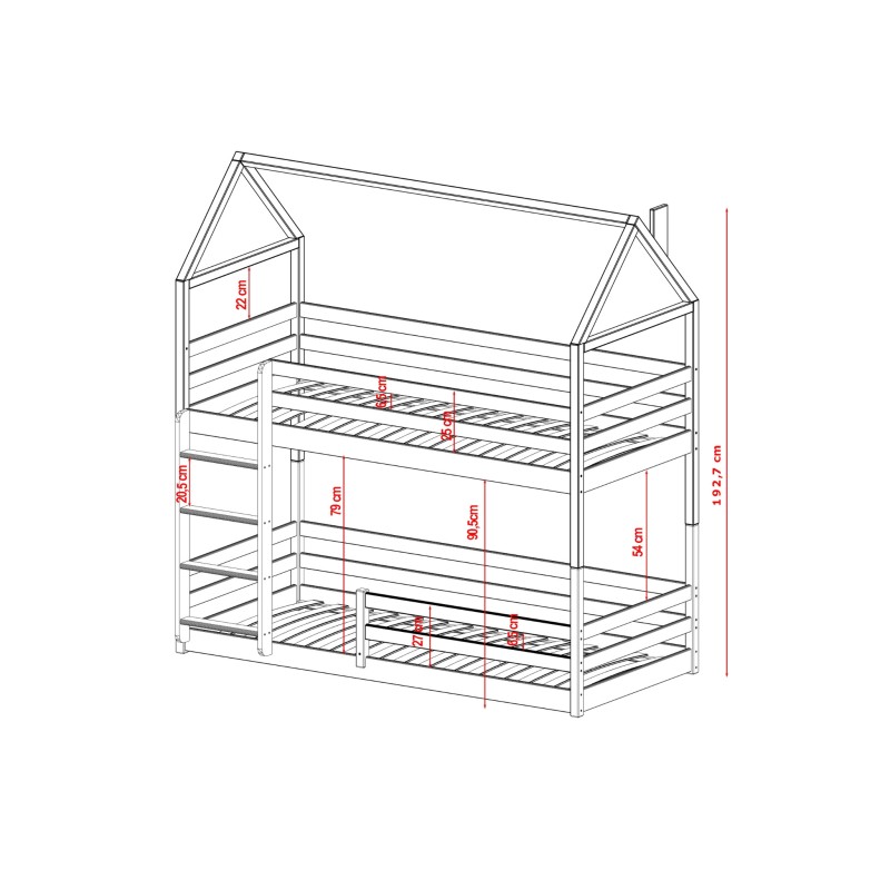 AXEL 80x200 white house bunk bed Lano Furniture