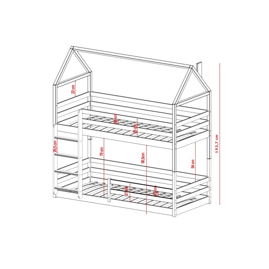 AXEL 90x190 white house bunk bed Lano Furniture AXEL 90x190 white house bunk bed Lano Furniture
