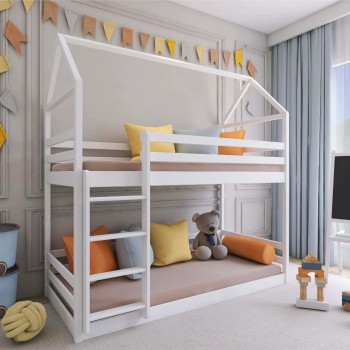 AXEL 90x200 white house bunk bed Lano Furniture