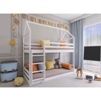 AXEL 90x200 white house bunk bed Lano Furniture