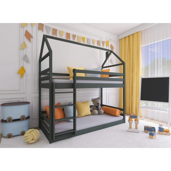 AXEL 90x190 graphite house bunk bed Lano Furniture AXEL 90x190 graphite house bunk bed Lano Furniture