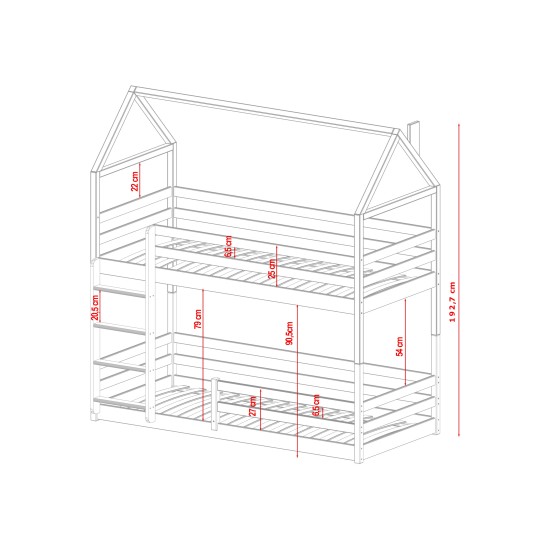 AXEL 80x180 grey house bunk bed Lano Furniture AXEL 80x180 grey house bunk bed Lano Furniture