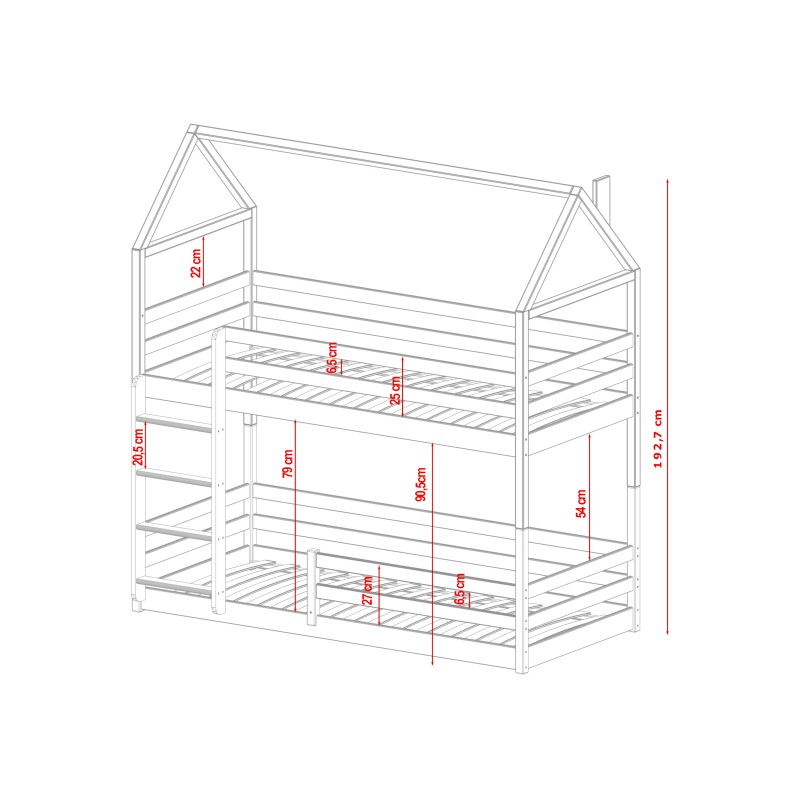 AXEL 90x190 grey house bunk bed Lano Furniture