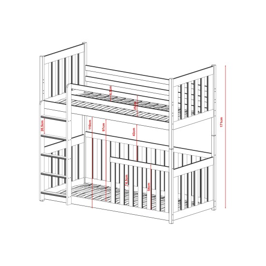 CRIS 90x190 white bunk bed Lano Furniture