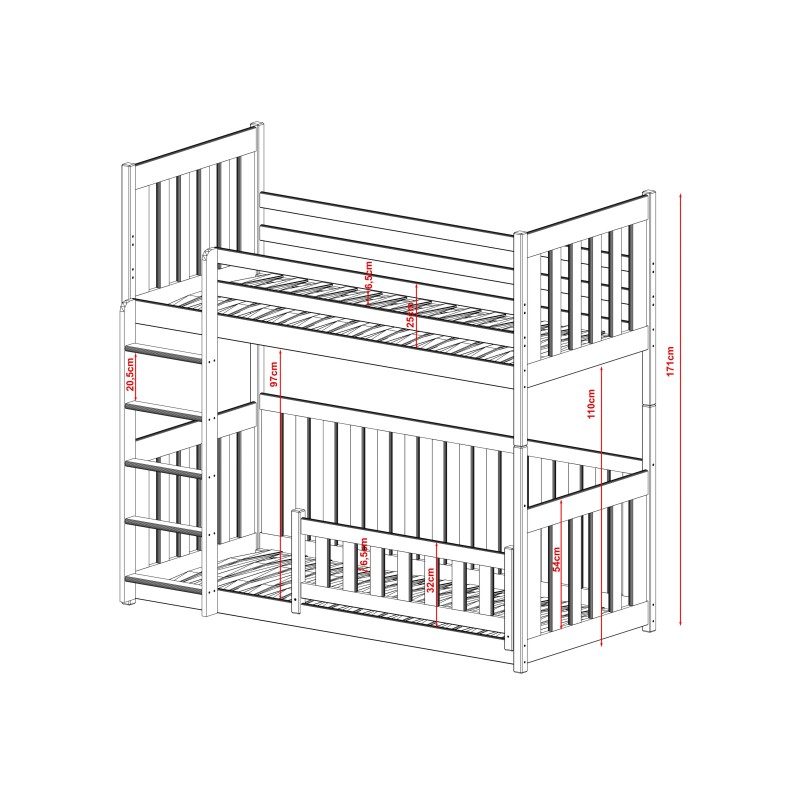 CRIS 90x190 graphite bunk bed Lano Furniture