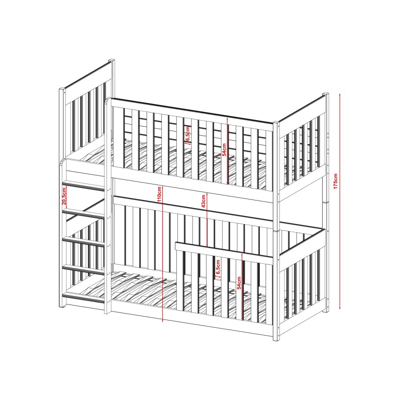 KONRAD 90x190 white bunk bed Lano Furniture