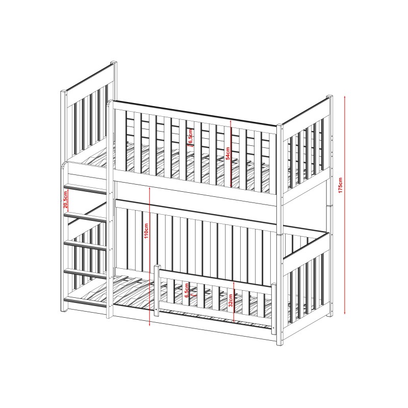 KONRAD 90x200 white bunk bed Lano Furniture