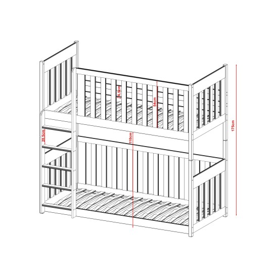 KONRAD 80x180 grey bunk bed Lano Furniture KONRAD 80x180 grey bunk bed Lano Furniture