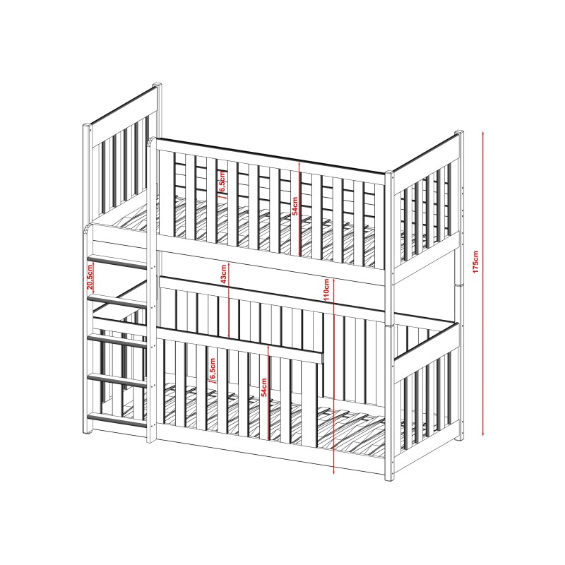 KONRAD 80x160 pine bunk bed Lano Furniture