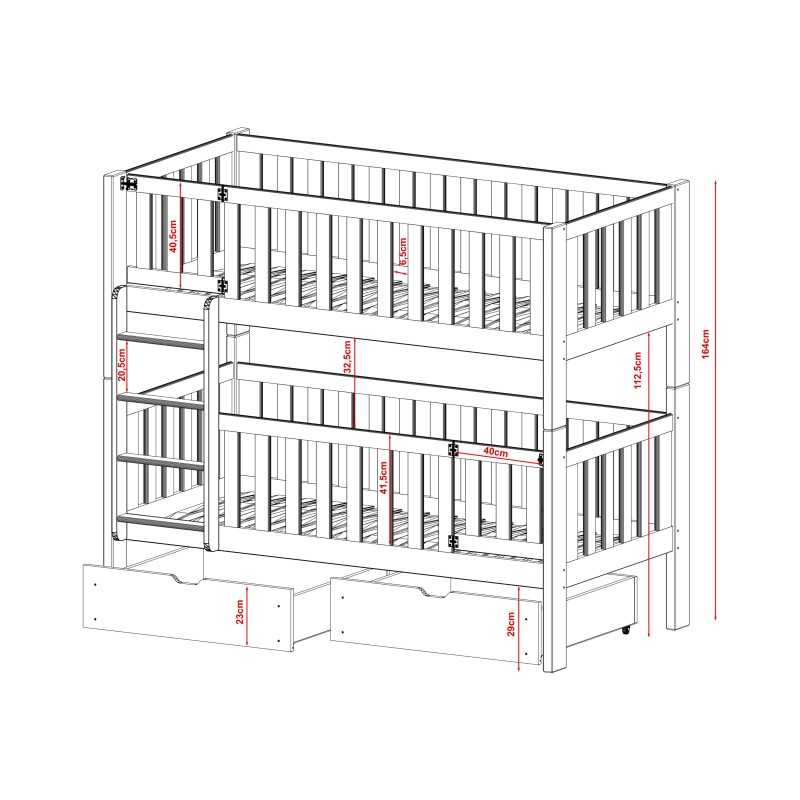 KSAWERY 80x180 white bunk bed Lano Furniture