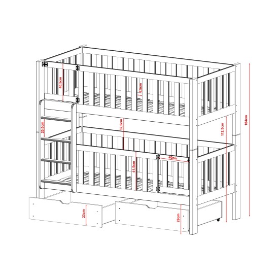 KSAWERY 80x180 grey bunk bed Lano Furniture KSAWERY 80x180 grey bunk bed Lano Furniture