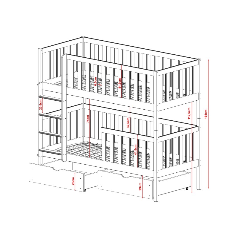 MICHALINA 90x190 white bunk bed Lano Furniture