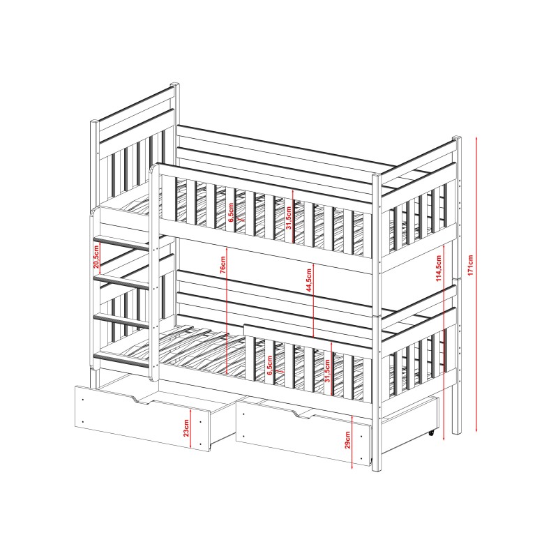 MONIKA 90x190 white bunk bed Lano Furniture
