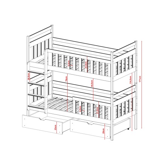 MONIKA 80x200 pine bunk bed Lano Furniture MONIKA 80x200 pine bunk bed Lano Furniture