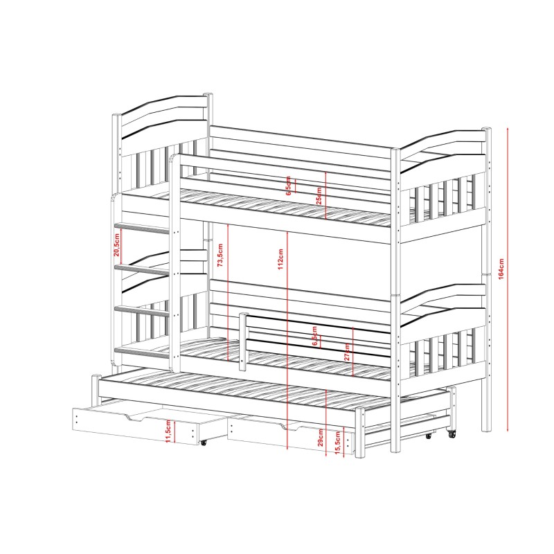 ALAN 80x200 graphite bunk bed Lano Furniture